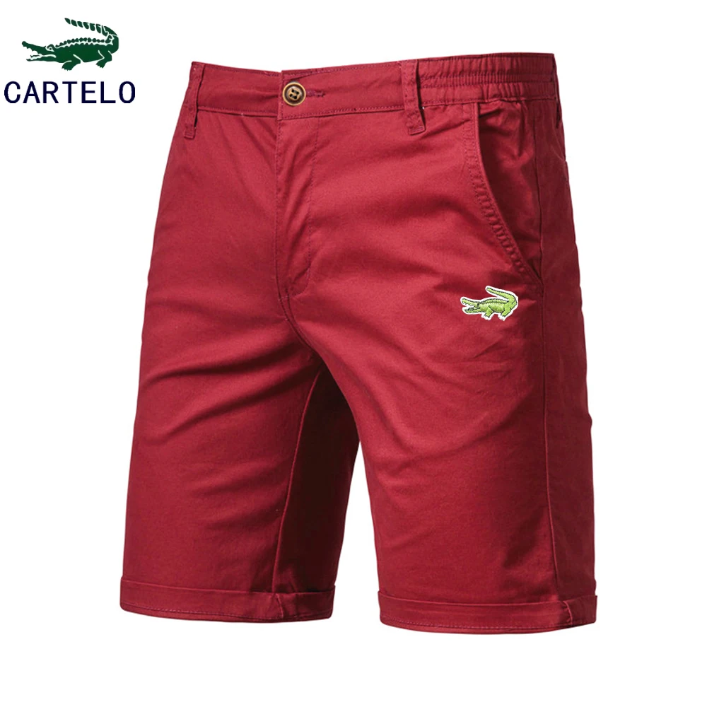 New Summer 100% Cotton Embroidery Shorts Men High Quality Casual Business Social Elastic Waist Men Shorts 10 Colors Beach Shorts