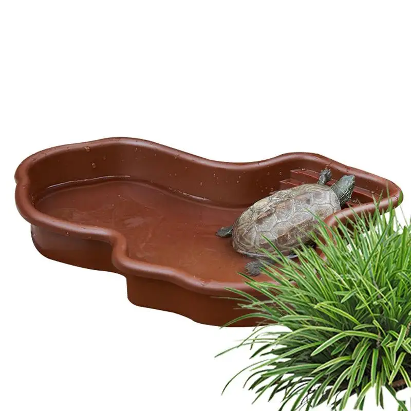 Plato de alimentación de tortuga para reptiles, piscina con rampa y terraza, adorno de acuario para Tortuga, dragón barbudo, Gecko Yard 4