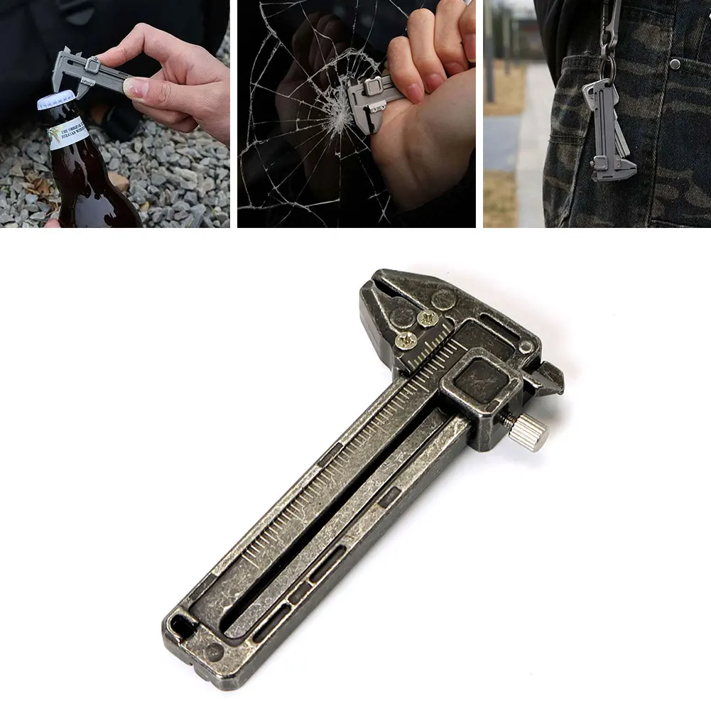 1Pc The Pocket Sized Outdoor EDC Tool Portable Multifunctional Caliper Mini Tool for High-precision Measurement Hanging Keychain