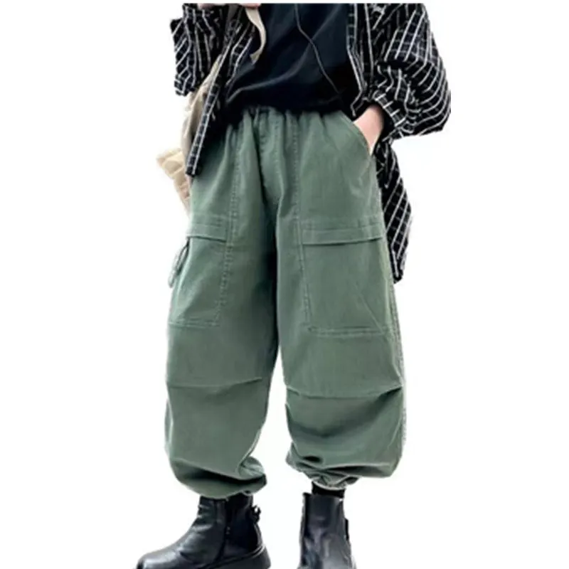 

Big Boys Spring Autumn Cargo Pants Casual Long Trousers for Kids 5-14Years Old Teenage Children Sport Outdoor Running Sweatpants