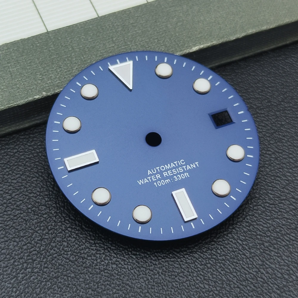Manbushijie 28,5 mm schwarz weiß grün blau leuchtendes Zifferblatt passend für NH35 ETA 2824 2836 Miyota 8215 821A Mingzhu DG2813 3804 Uhrwerk – Detail 7