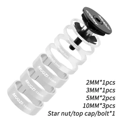Premium Bike Headset Spacer Kit with Stem Top Cap - MTB & Road Cycling Accessories (Silver)