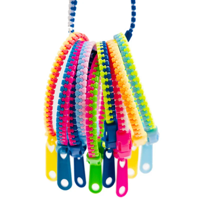 Candy Two-color Zipper Chain Bracelet sensory fidget toy anti stress toy fidget toy finger sensory toy Fidget Sensory Stress Relief Toys for Children with Autism Adults Anxiety Antistress Gifts
