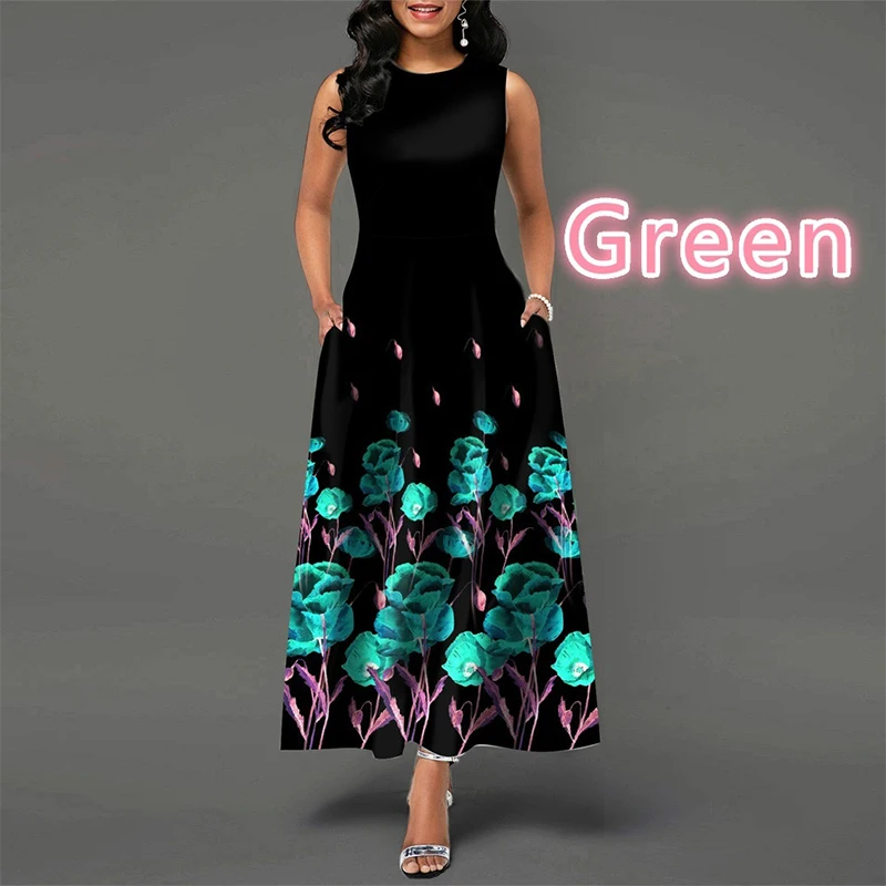 

Muslim Abaya for Women 2021 Pattern Africa Elegant Sleeveless O-Neck Islamic Eid Dress Ankle-Length Party Female Maxi Dresses