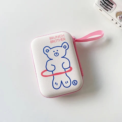 Cute Storage Bag USB Charger Cable Data Line Organizer Pouch Mini Square Zipper Coins Storage Case Earphone Accessories