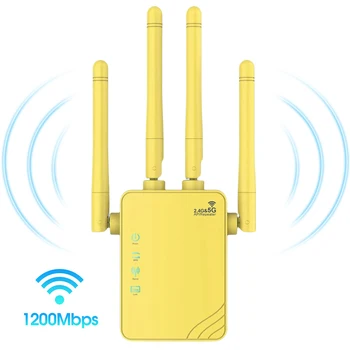 1200Mbps WiFi Signal Booster 360° Coverage Dual Band 2.4GHz/5.8GHz Wireless Internet Repeater Supports Ethernet Port for Home 2