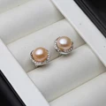 Pink pearl earring