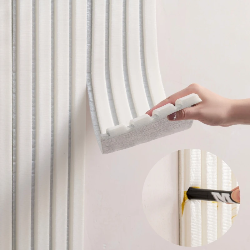 วอลเปเปอร์โฟมกันกระแทกแบบมีกาวในตัว ตกแต่งบ้าน 3 มิติ แผ่นผนัง PVC แบบลอกและติด สำหรับตกแต่งผนังห้องนอน 1