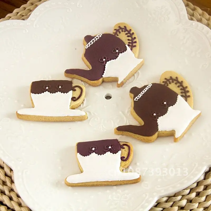 

Teapot Tea Cup Set Cookie Cutter Stainless Steel Mouds Metal Fondant Cake Mould 2PCS SET