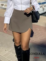 KONDALA Women Fashion 2025 Casual Mini Asymmetrical Skirts Shorts High Waist Back Pockets Wide Leg Skirts Zipper Female Shorts - Image 3