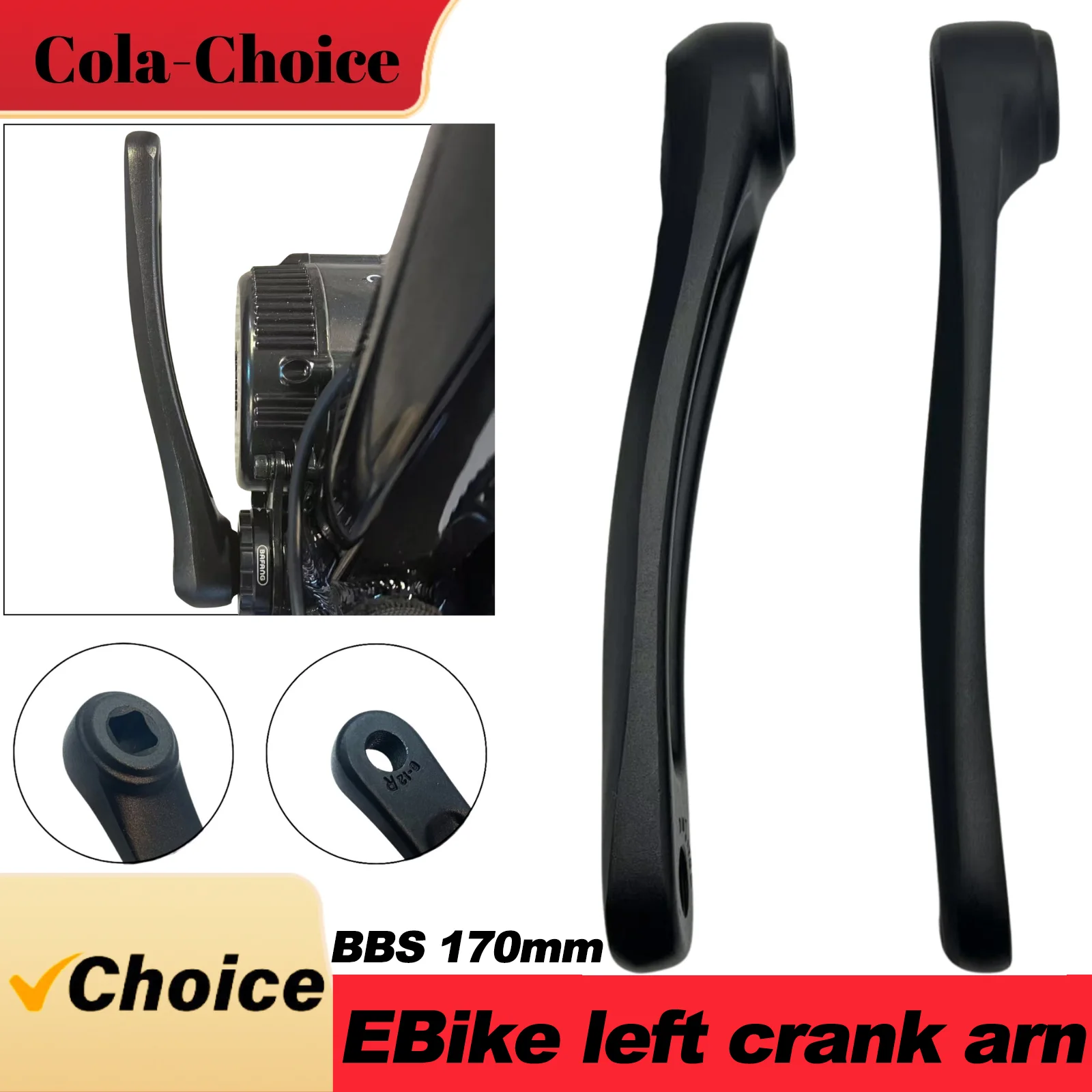 BAFANG Crank Arms Crankset for BBS01 BBS02 BBS03 BBSHD Mid Drive Motor – Electric Bike Conversion Kit Parts/1PCS Left/170mm