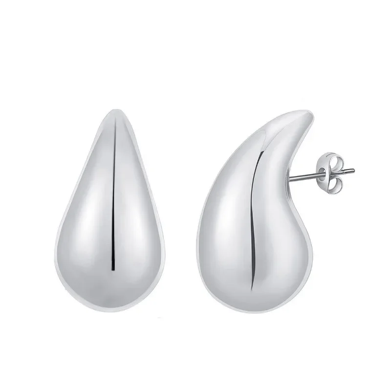 Trendy Plate Gold Color Chunky Waterdrop Dupes Drop Earrings for Women Personality Glossy Teardrop Earring Jewelry Gift