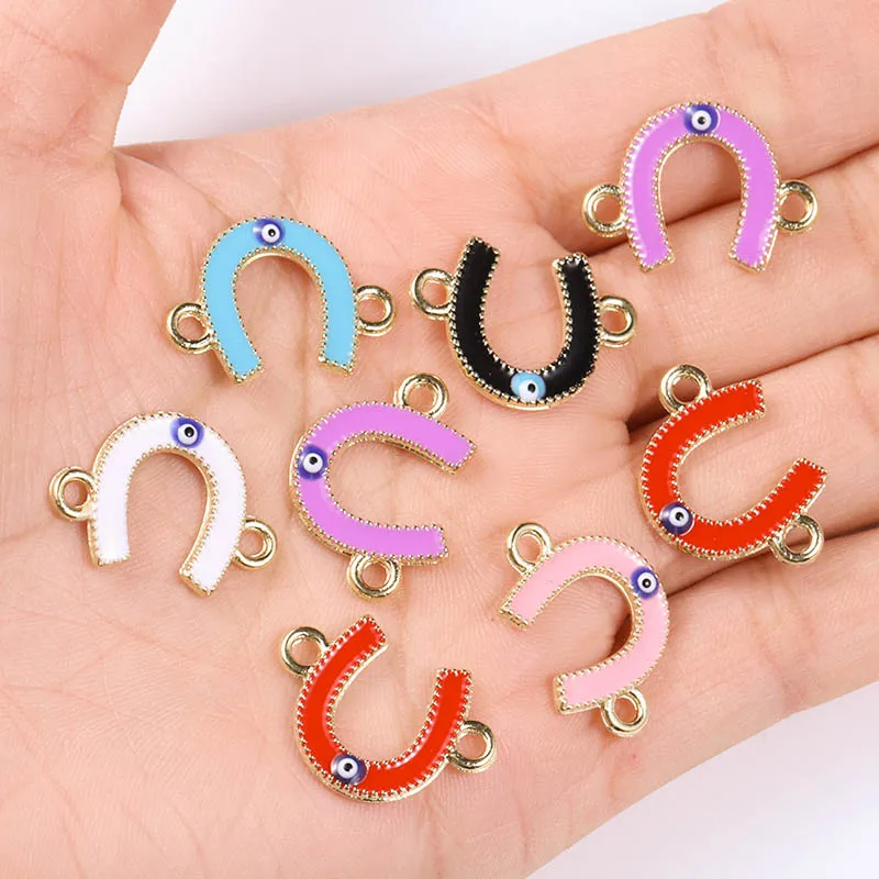 

20pcs/Lots Resin Enamel Evil Eye Bracelet Connector Accessories DIY Lucky Anklet Necklace Charms Jewelry Pendant Making Supplies