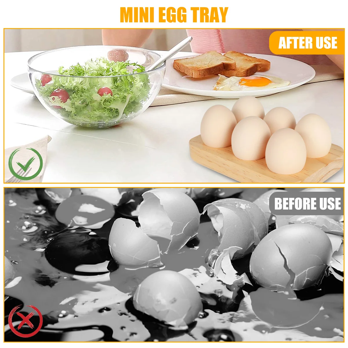 6/24 Holes Wooden Egg Tray Household Egg Storage Holder Kitchen Refrigerator Cooking Organizer Space Saving for Tabletop Display 4