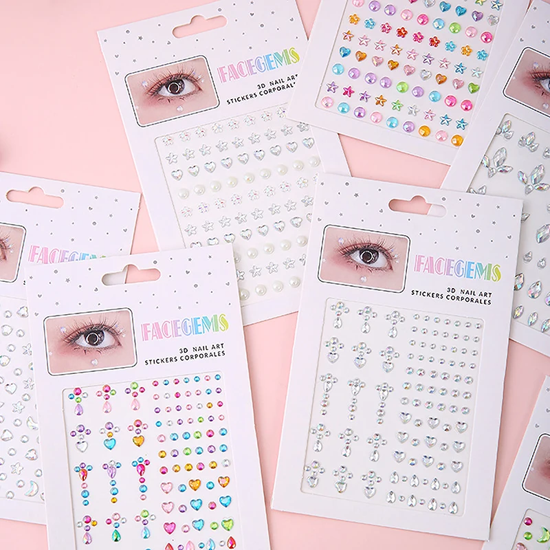 Makeup Diamond Eyes Face Festival DIY Body Crystal Gems Tattoo Adhesive Rhinestone Nail Art Decoration Acrylic Eyeshadow Sticker 5