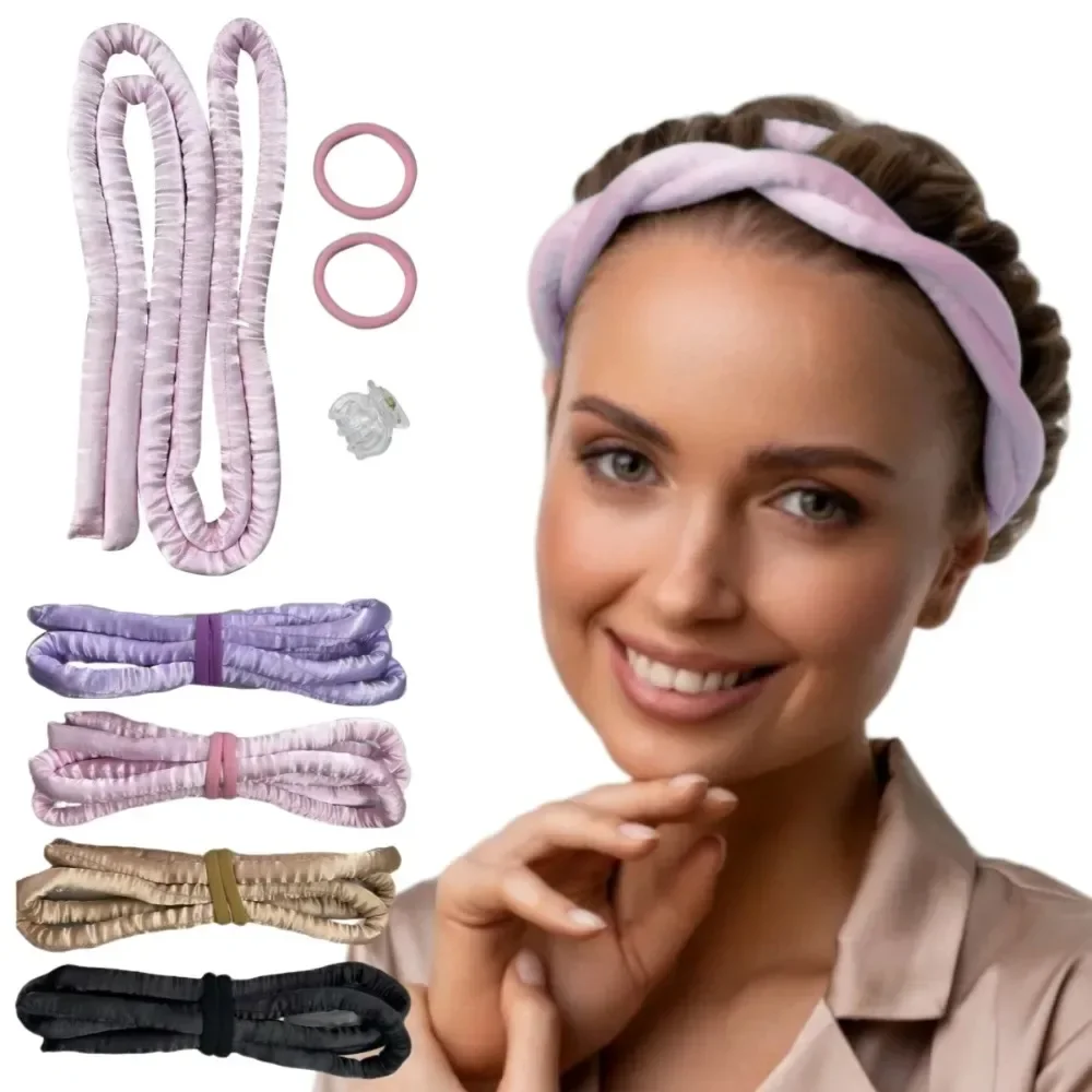 Heatless Curling Rod Headband Soft Hair Curlers No Heat Hair Rollers Lazy Silk Curls Sleeping Headband Ties Hair Styling Tools_voghion.com