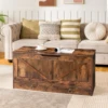 Storage Chest, 39.3" Toy Chest with Drawer, Wooden Storage Bench, Sturdy Entryway Bench Supports 220 lb, Shoe Bench, Safety Hing 2