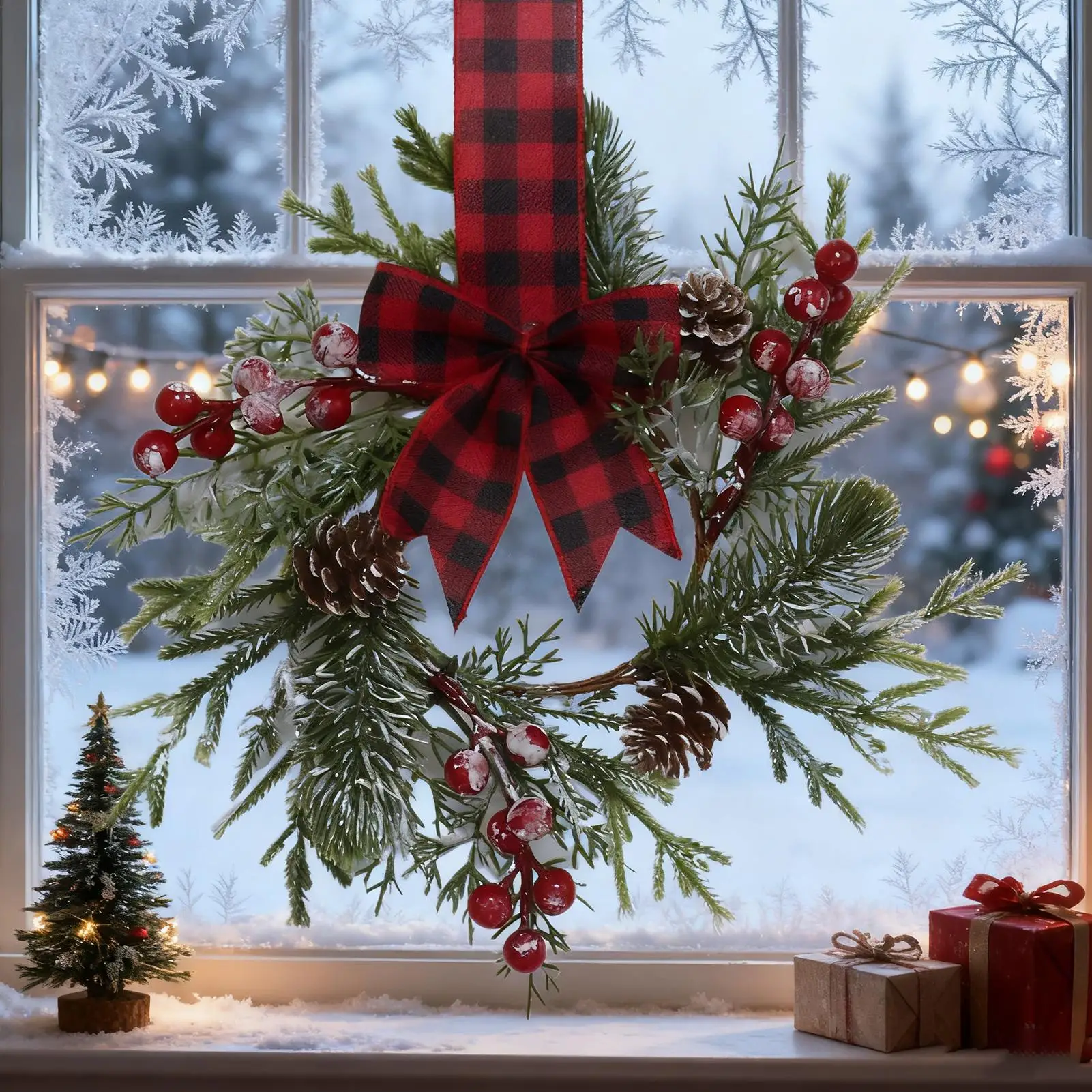 Cabinet Wreaths Garland Ornaments With Bow Small Christmas Wreath For Window Door Front Garage Harvest Table Valentines