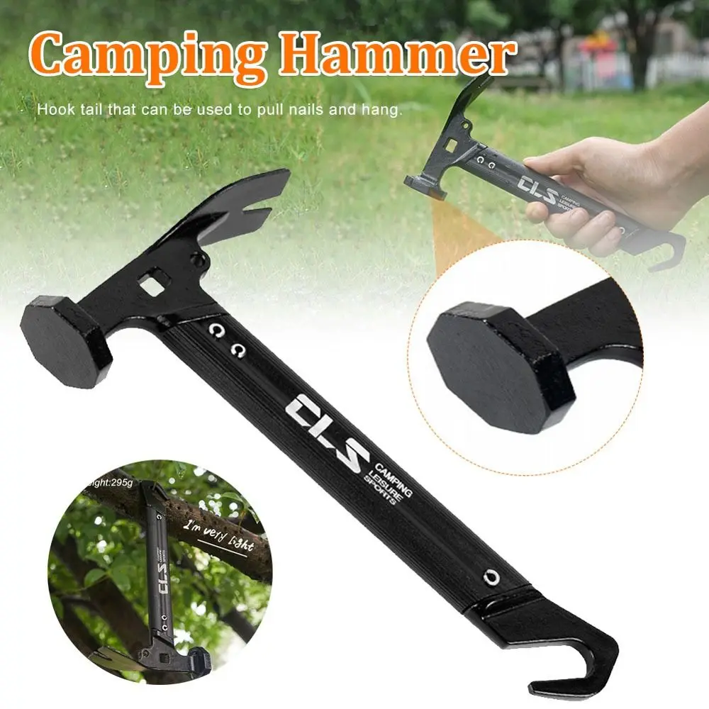 

Mini Camping Hammer 2 in 1Stainless steel Engineering Handle Lightweight Portable Carpentry Window Breaking Tent Hammer Home