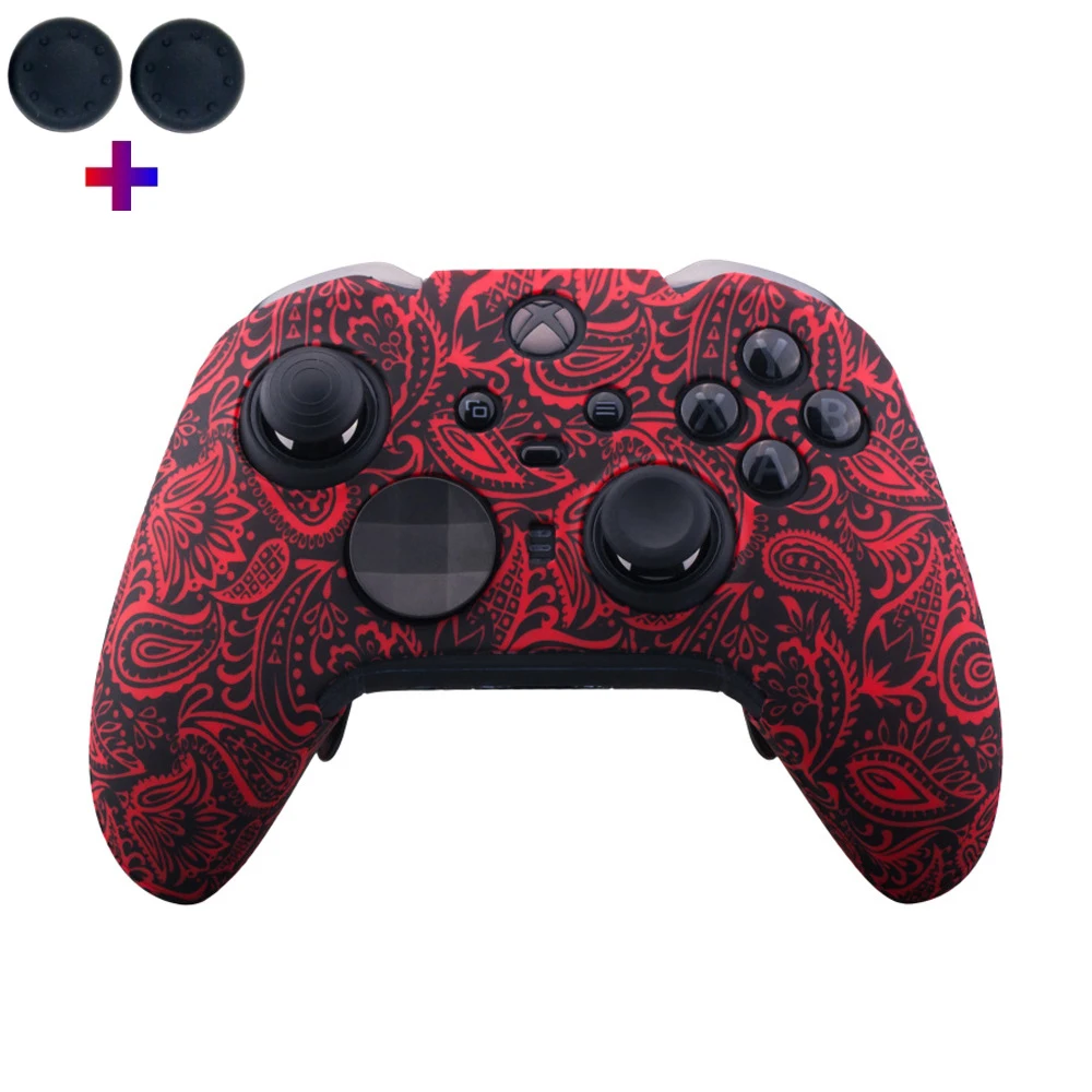 Soft Silicone Anti-Slip Protective Skin for Game Controllers with Thumb Grip Caps