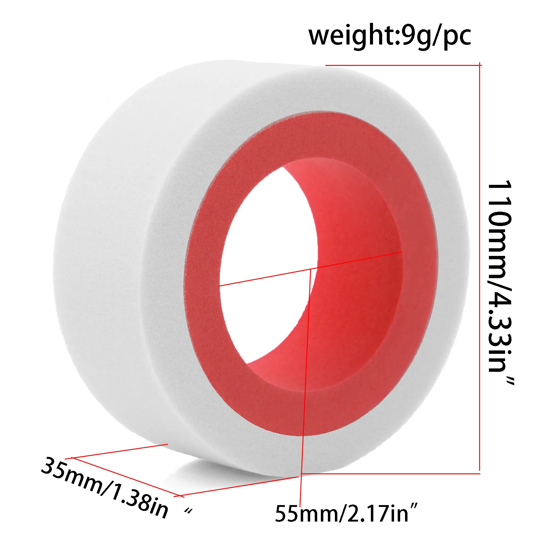 RED SPIDER EVA Dual Stage Foam Fit 1,9" 100-110mm 110-118 Radreifen für 1/10 RC Crawler Axial SCX10 90046 TRX4 Gen8 VS4-10 – Detail 1
