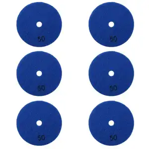 6 Pcs 4 Inch /100 Mm Grit 50 Diamond Dry Polishing Pad Granite Marble Flexible Resin Sanding Disc Ceramic Stone Polisher Disc