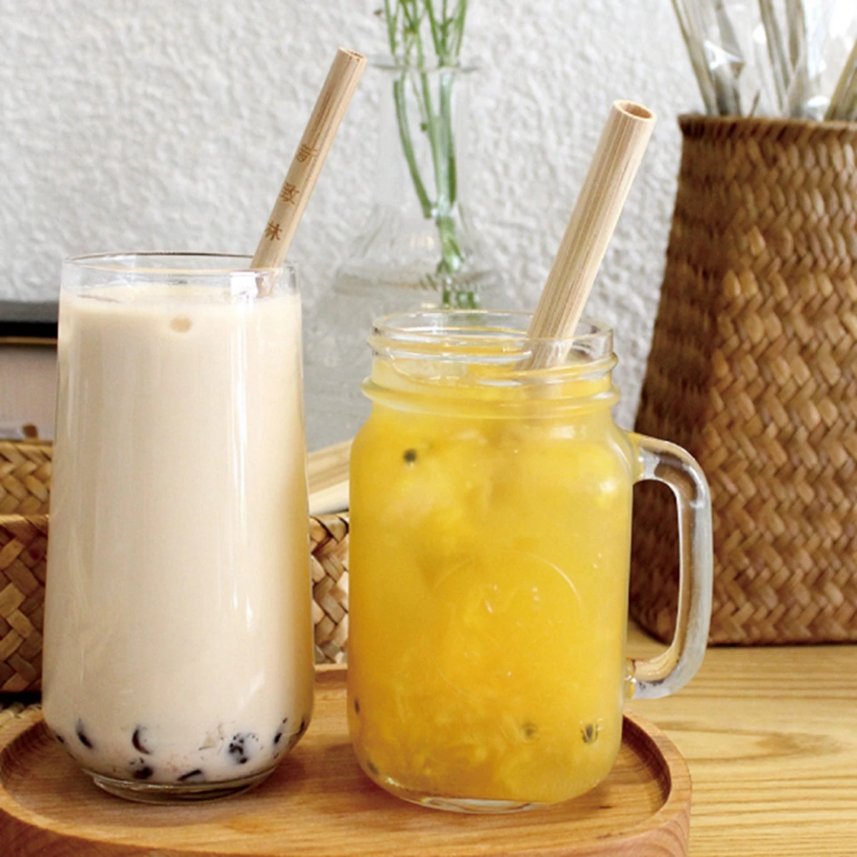 Drinking straws 10Pcs Reusable Bamboo Straws Biodegradable Bamboo Fibre Drinking Straws Natural Wooden Eco-friendly for Cocktail Milk Tea