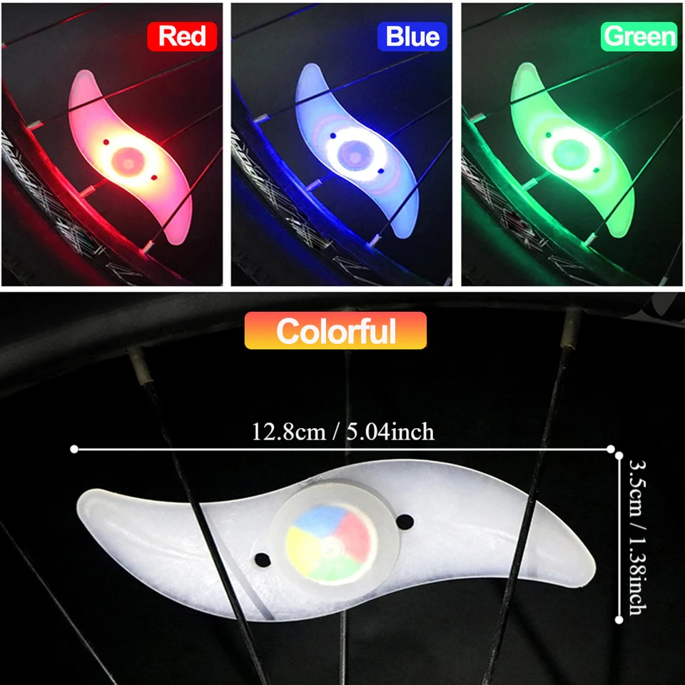 Luci LED Per Raggi Bicicletta - Set Da 5 Colorati, 3 Modalità, Impermeabili - Foto 6
