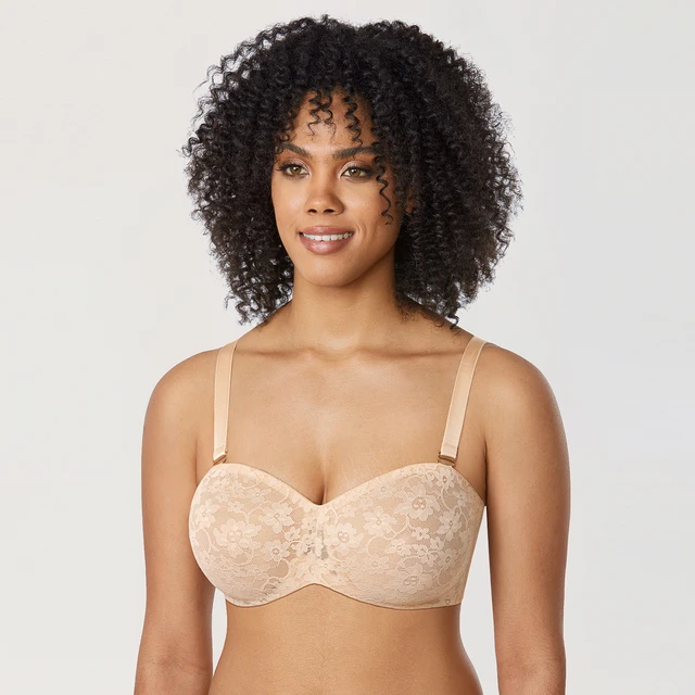 Buy Delimira Women's Strapless Bra Plus Size Seamless Underwire Convertible  Unlined Bralette online