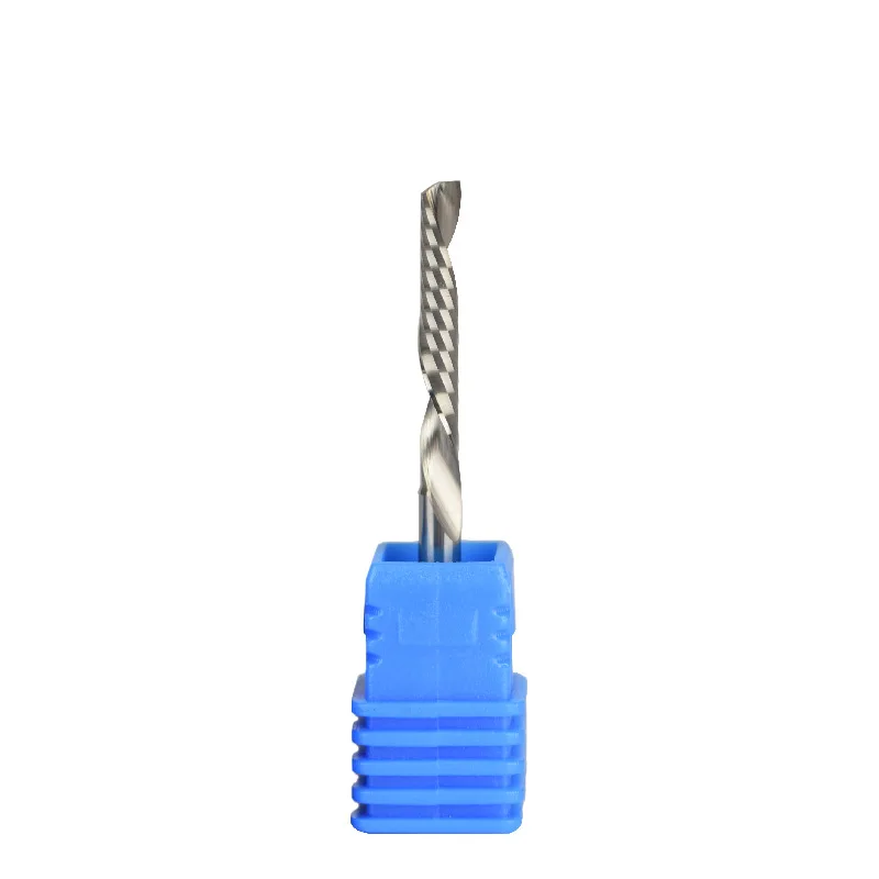 5Pcs 3.175X2X12MM Left Hand Single Flute Downcut Spiral Bits High Efficiency Cutting Wood Acrylic Plastic Plate |