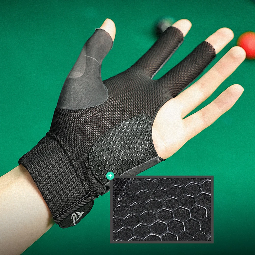 Open Finger Billiard Gloves Breathable Polyester Snooker Sport Glove Antiskid Smooth Soft Portable Reusable Training Accessories