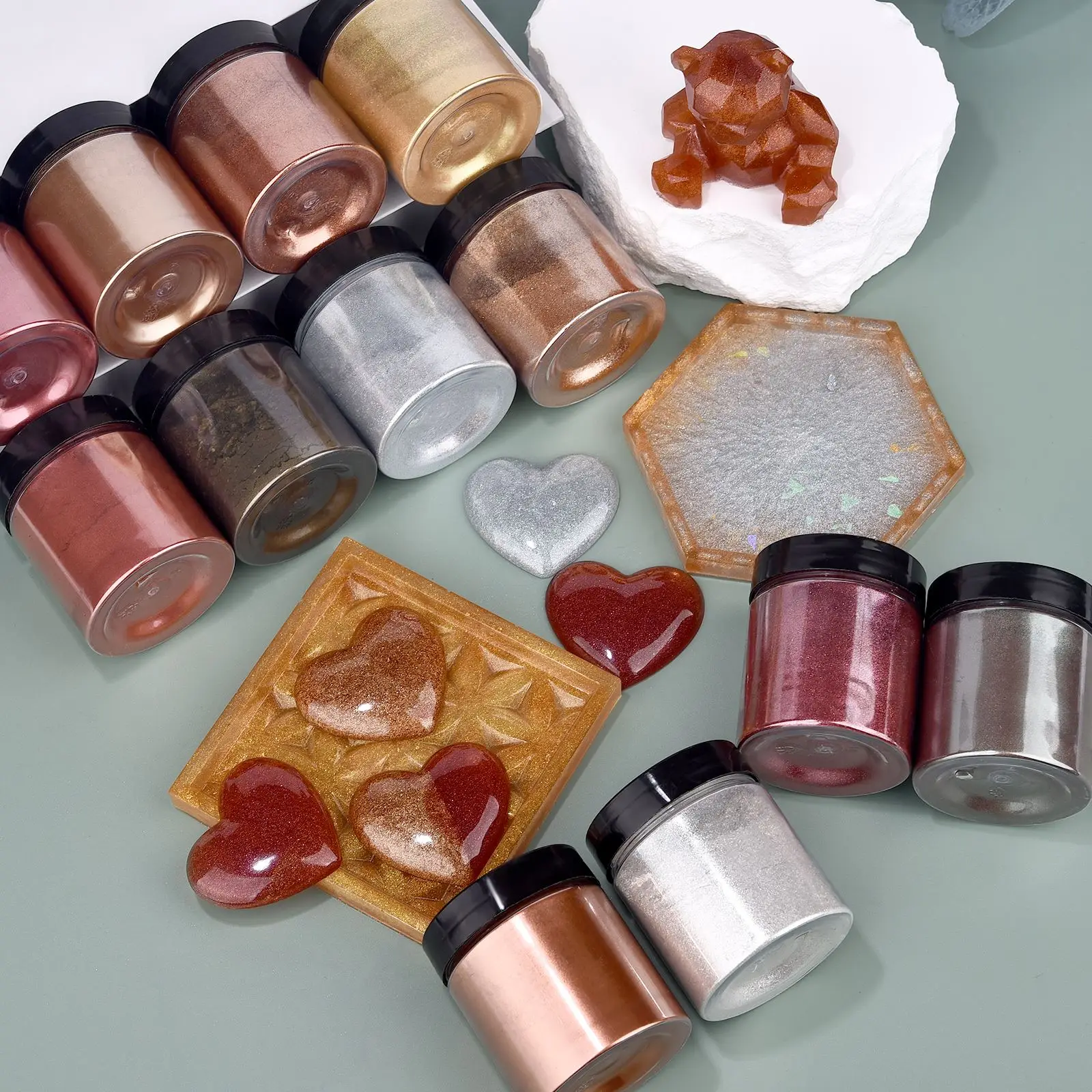 50g 12color Mirror Metal Texture Pearl Powder Soap Candle Epoxy Resin Mold Pearl Pigment DIY Jewelry Crafts Making Accessory