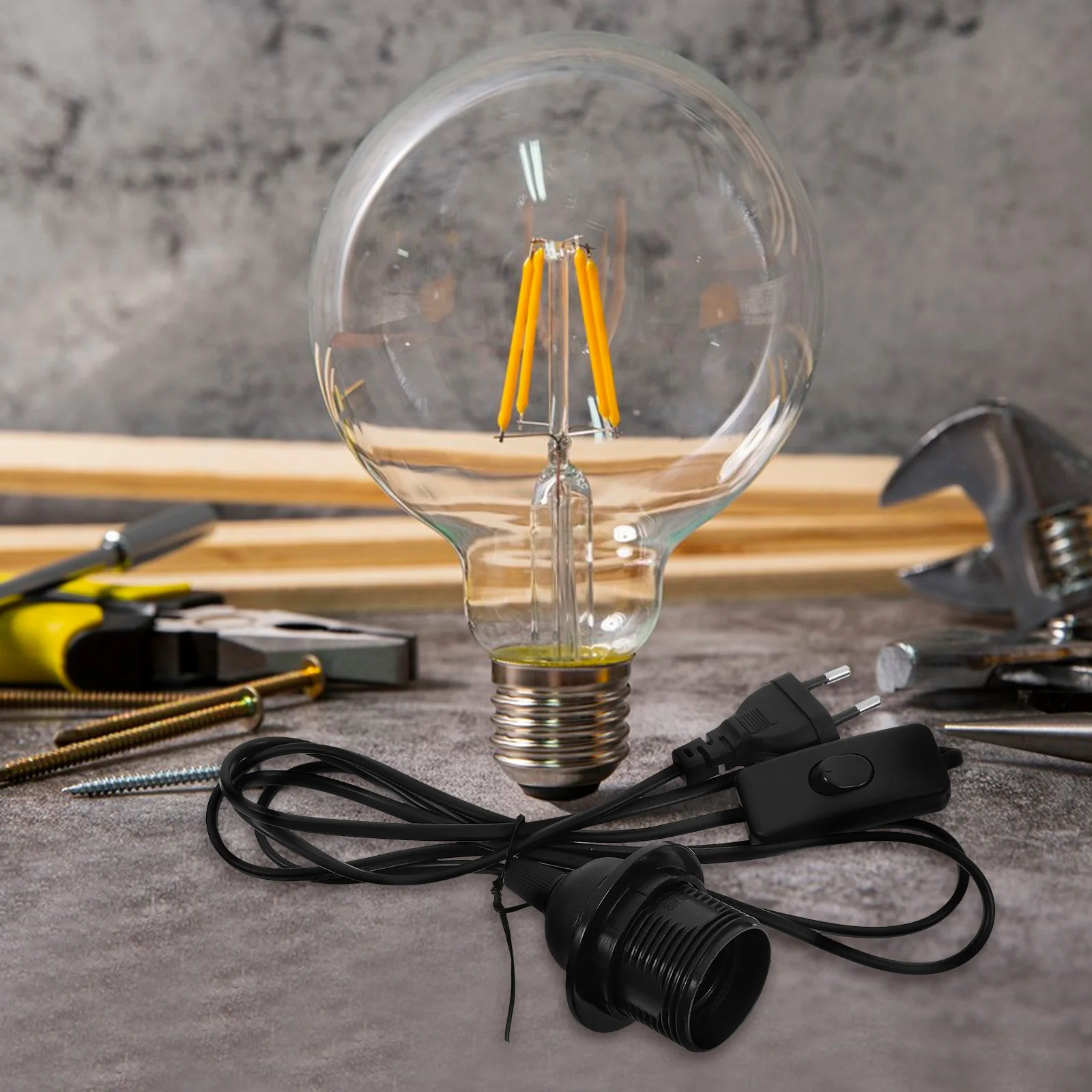 18m E14 Socket Lamp Cord Cable With Push Button Switch For Kitchen Living Room Bathroom Basement Light Extender Lighting
