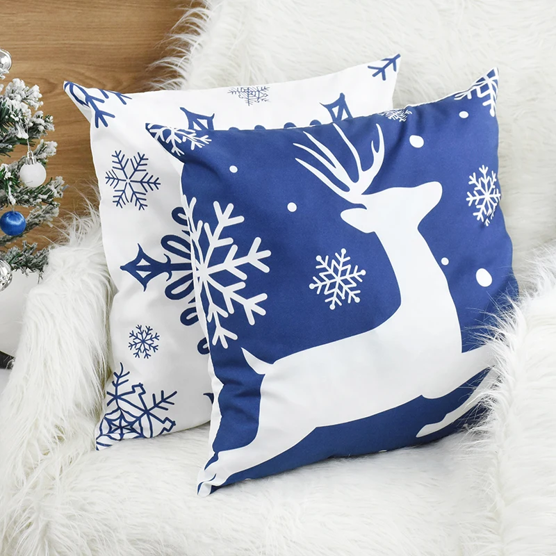 

Christmas Cushion Cover 45cm Santa Claus Elk Pillowcase Sofa Cushion Pillow Case Merry Christmas Home Decorative Car Pillow Case