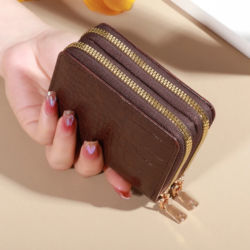 Elegante Damen Multi Card Wallet-sichere Double Zip Clutch | lässige PU-Leder Geldbörse mit Stil Aufbewahrung Krokodil Karten tasche – Detail 11