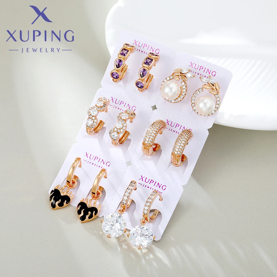 Xuping Jewelry New Arrival Fashion Gold Color Hoop Earrings Group for Women Girl Party Gift R550 2