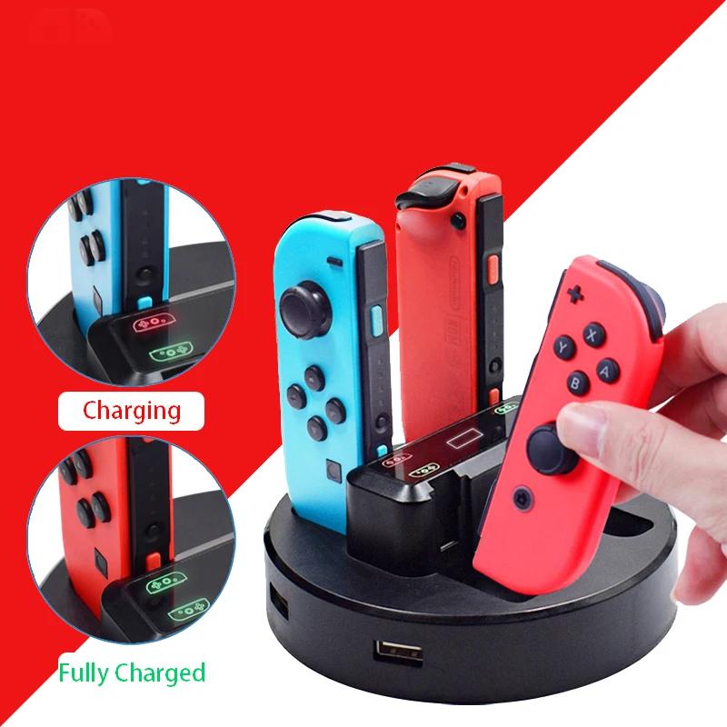 Portable Charger Dock Station Adapter For Nintendo Switch Controller Joycon Support 4 Joy-con Charging