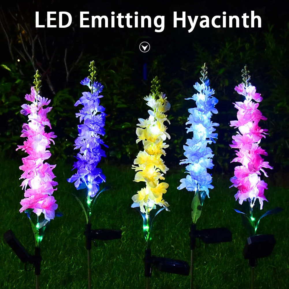 

2 Pcs Solar Garden Lights Hyacinth Flowers Lights 2 Lighting Modes Waterproof Solar Powered Landscape Lamp For Yard Garden Patio