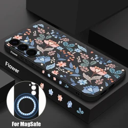 Elegant Flowers Magnetic Soft Phone Case with Magsafe Wireless Charging Support - Samsung S26 Plus (A435 Black)