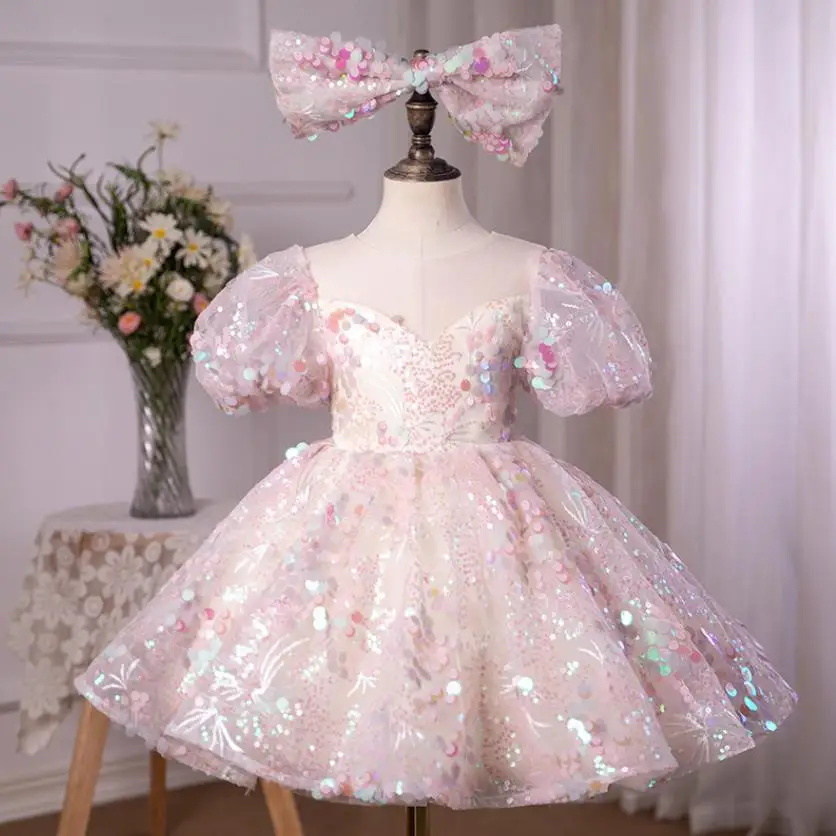 Baby-Baptism-Clothing-Sequined-Design-Birthday-Party-Ball-Gown-Girls ...