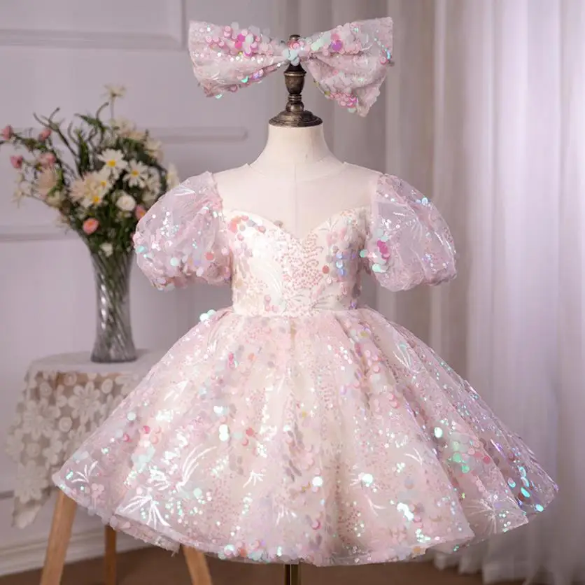 Christening for Preorder Elodia Sequined Dress & Hat main image 1