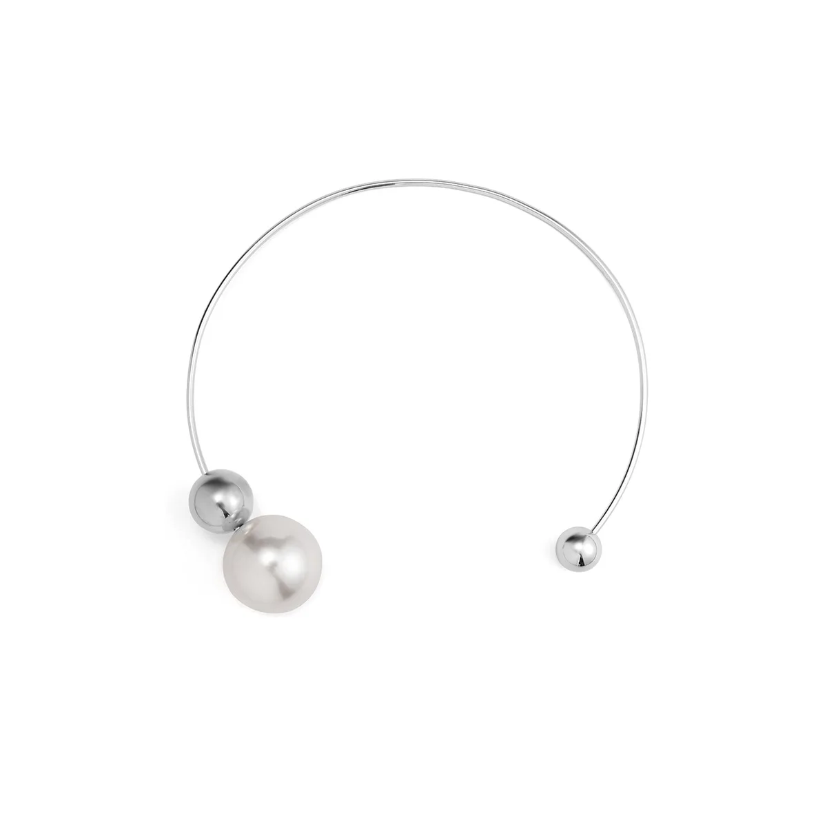 Metal Choker Necklace DIEZI Fashion Imitation Pearl Torques Gold Silver Color For Women