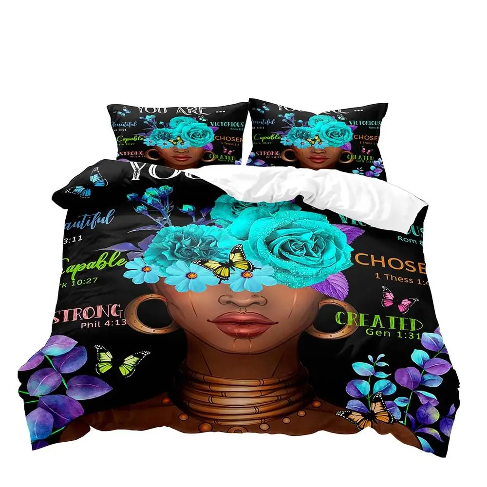 

African American Black Girl Magic Duvet Cover Full Size Comforter Quilt Cover, Inspirational Gifts for Women,2 Pillow Cases 3PCS