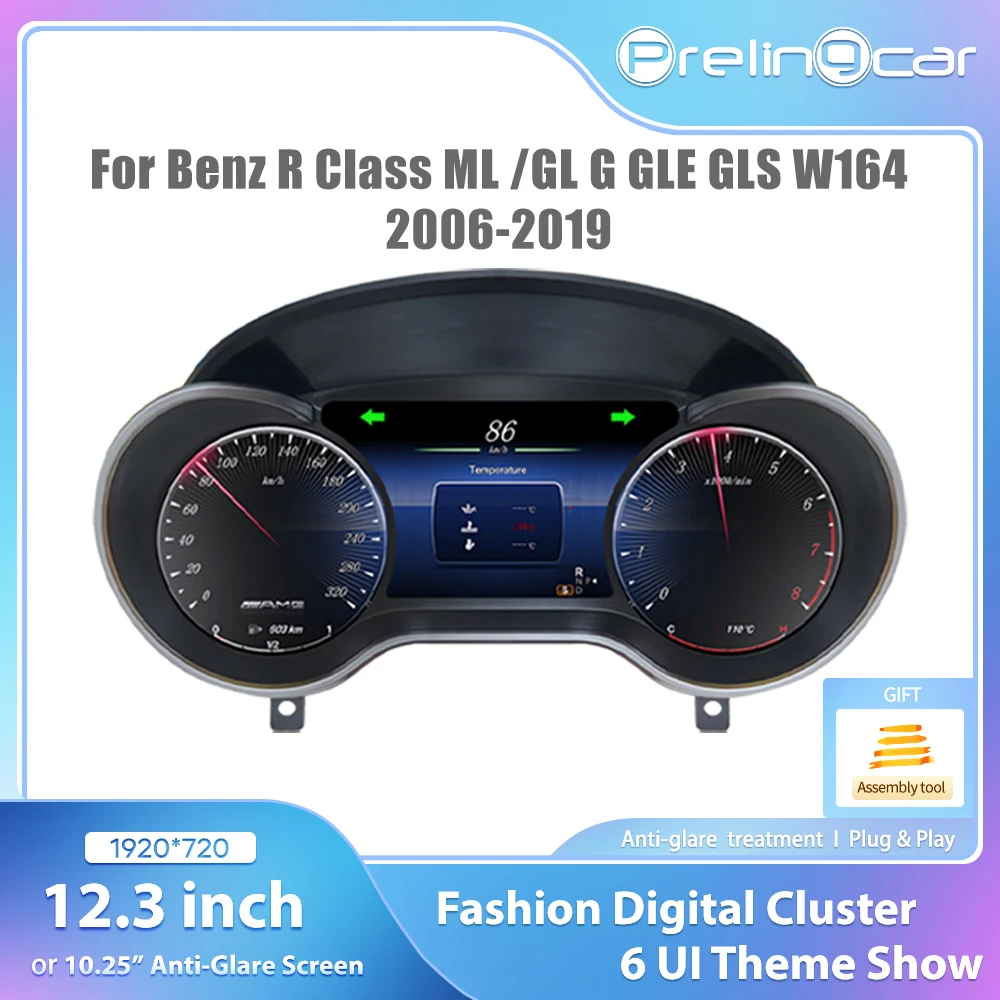 12.3 LCD Digital Dashboard Cluster For Benz R Class ML GL G GLE GLS W164 2006-2019 Years Auto Instrument Paneel Cockpit Speedme