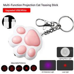 USB Rechargeable Cat Paw Design Interactive Pet Laser Toy with LED Flashlight & UV Skin Check (WHITE)