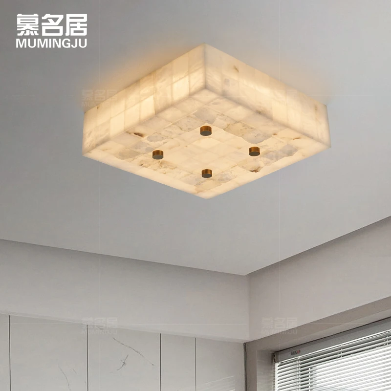 

Роскошный Мраморный потолочный светильник, Минималистичная лампа в стиле постмодерн для гостиной, спальни, кабинета, лампа для балкона из меди