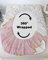 White Marble Pink Bedding Fitted Sheet Set Elastic Band Mattress Cover King Size Bed Cover With Pillowcase 4