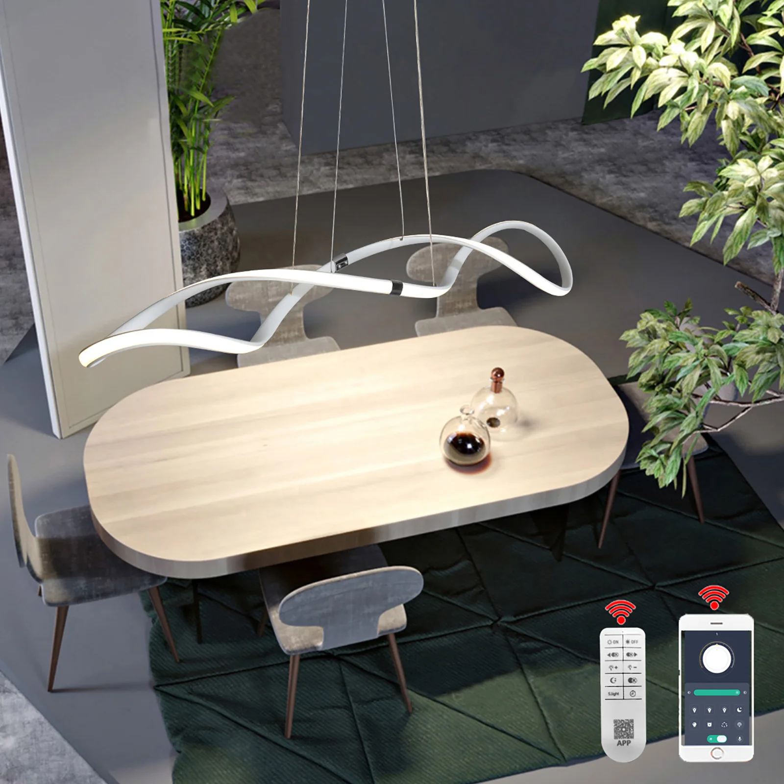 Pendant Light Dimmable Ceiling hanging lamp Led Cahndeliers Dining room Kitchen Black/White lustre L100cm W/remote pendant lights pendant lamp chandelier lighting