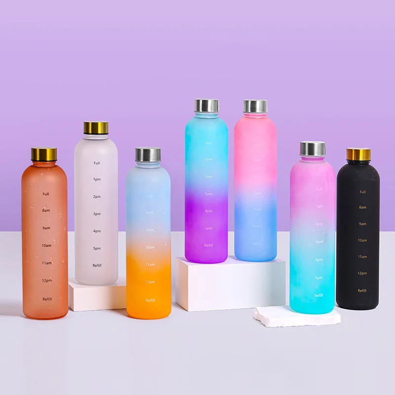 1L Gradient Plastic Cup Sports Water Bottle Portable Large Capacity Water Bottle Gym Fitness Outdoor Travel Drinking Bottles sports water bottle portable water bottle portable water jug