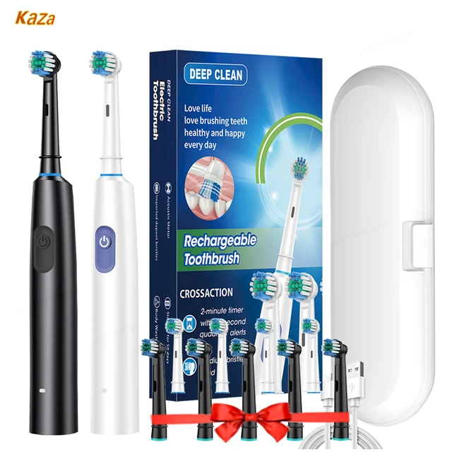 Spazzolino elettrico Spazzolino per pulizia rotativa Spazzolino elettronico impermeabile con timer Spazzolino ricaricabile con 8 teste 1